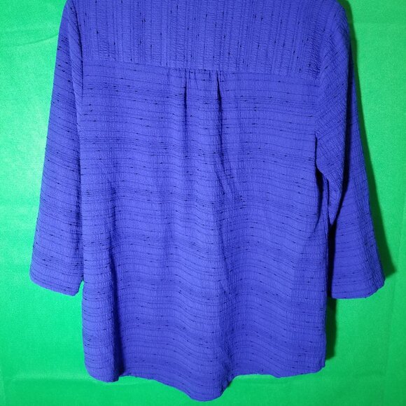 Liz Claiborne Women Medium Blue Black 3/4 Sleeve Business Work Casual Dressy - Picture 4 of 6